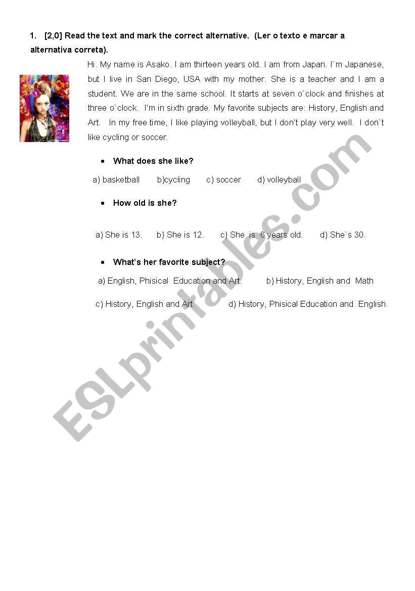 Asako`s Text worksheet